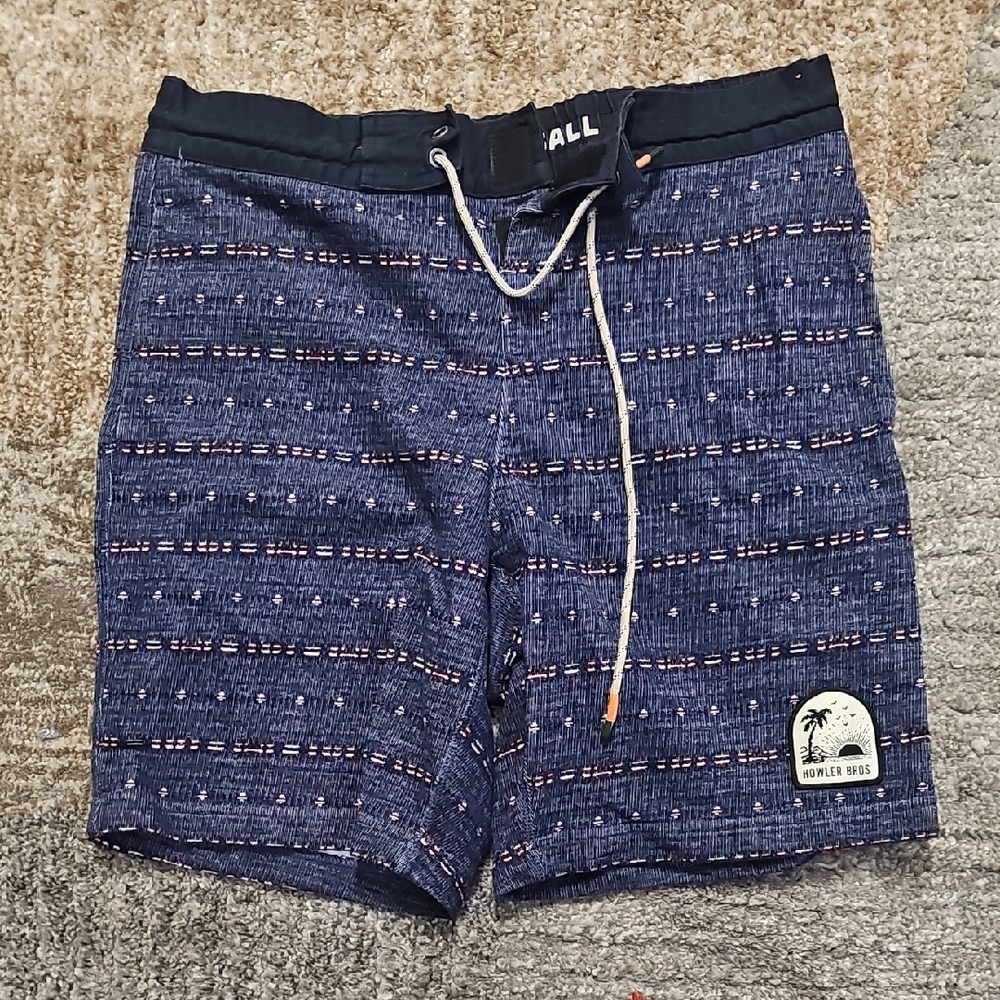 Howler Brothers Blue and White Patterned Shorts